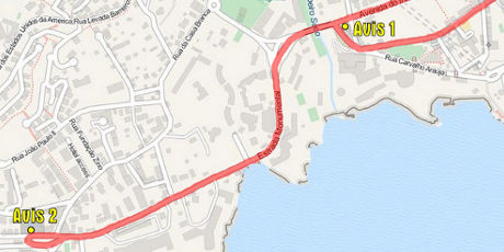 Mapa de la ruta de las oficinas de AVIS en Funchal, Madeira